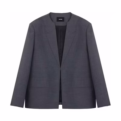 WE11DONE SS24 Grey Solid Single-Breasted Long Sleeve Blazer WD-JK1-24-024-M-GY