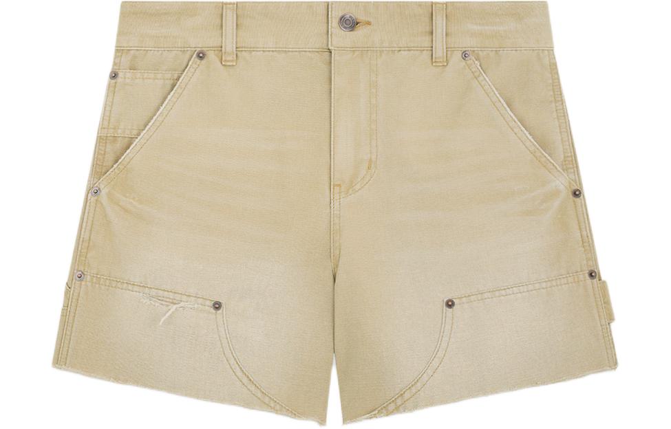 WE11DONE SS24  Washed Bermuda Carpenter Mid-Rise Denim Shorts Beige WD-DP0-24-380-M-BG