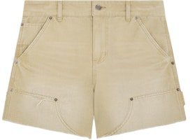 WE11DONE SS24 Washed Bermuda Carpenter Mid-Rise Denim Shorts Beige WD-DP0-24-380-M-BG WE11DONE SS24 Washed Bermuda Carpenter Mid-Rise Denim Shorts Beige WD-DP0-24-380-M-BG