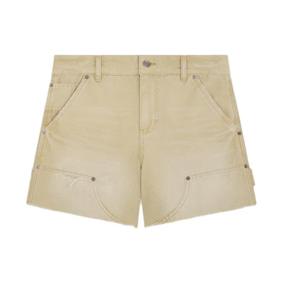WE11DONE SS24 Washed Bermuda Carpenter Mid-Rise Denim Shorts Beige WD-DP0-24-380-M-BG