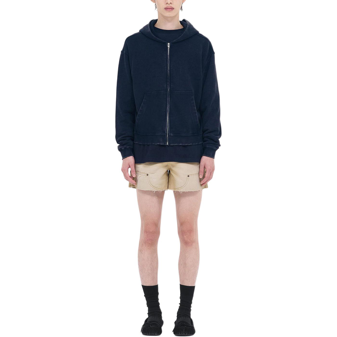 Shop WE11DONE SS24 仿舊卡本特中腰牛仔短褲 米色 WD-DP0-24-380-M-BG