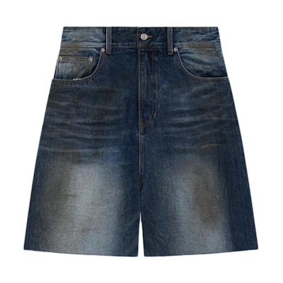 WE11DONE SS24 Washed Straight Fit Zipper Denim Shorts Blue. WD-DP0-24-396-M-NV