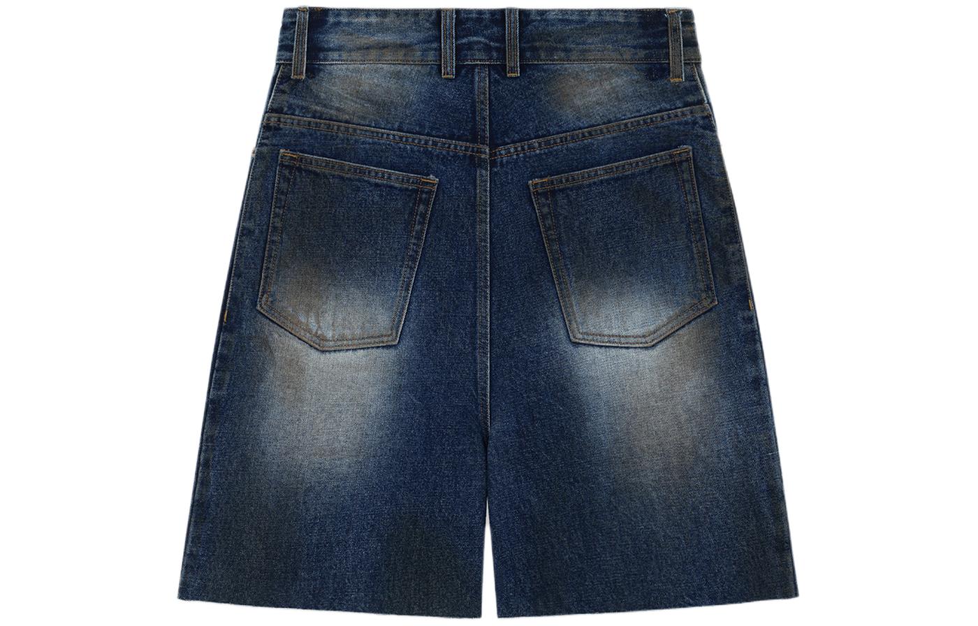 Lookbook WE11DONE SS24  Washed Straight Fit Zipper Denim Shorts Blue. WD-DP0-24-396-M-NV