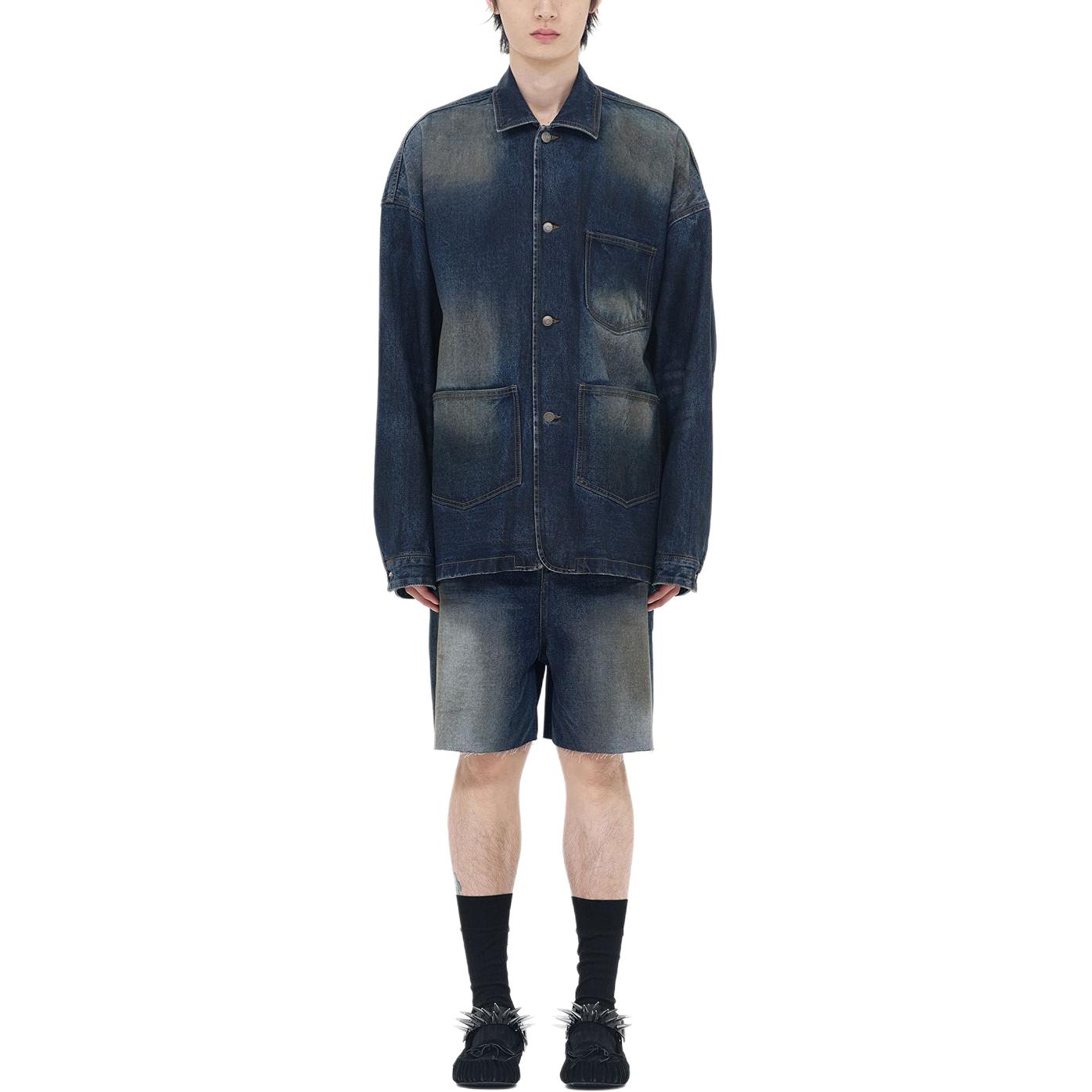 Shop WE11DONE SS24  Washed Straight Fit Zipper Denim Shorts Blue. WD-DP0-24-396-M-NV