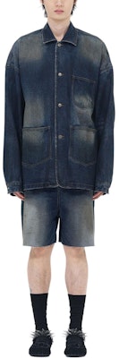 WE11DONE SS24 Washed Straight Fit Zipper Denim Shorts Blue. WD-DP0-24-396-M-NV Shop WE11DONE SS24 Washed Straight Fit Zipper Denim Shorts Blue. WD-DP0-24-396-M-NV