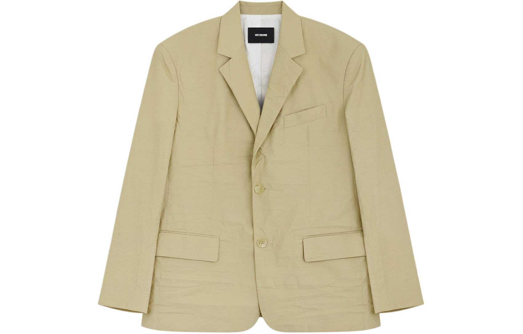 WE11DONE SS24  Yellow Solid Color Pleated Single-Breasted Blazer. WD-JK0-24-043-M-BG