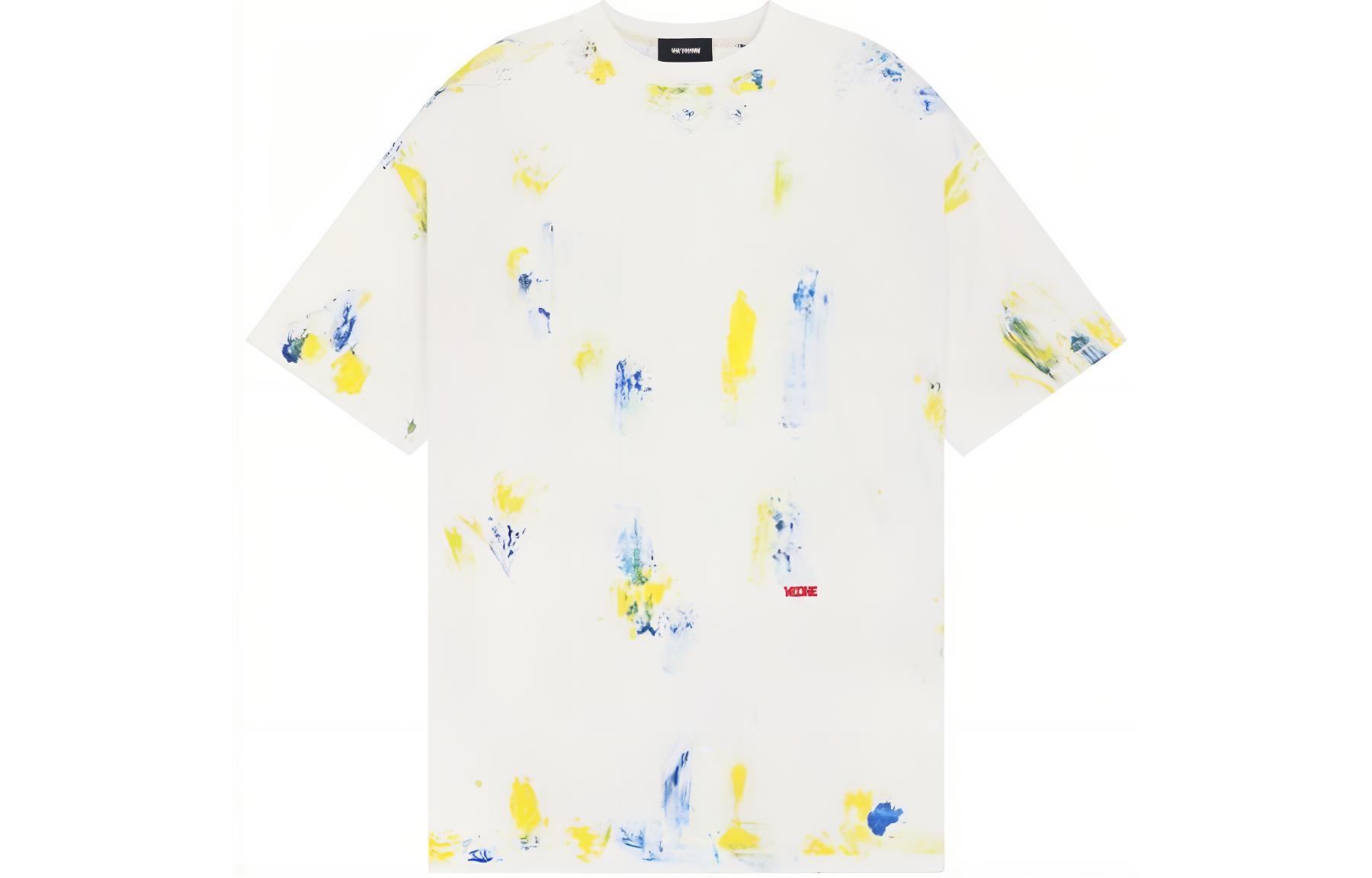 WE11DONE SS24 Abstract Print Crewneck T-Shirt Unisex White Short Sleeve Tee WD-TT1-24-716-U-WH