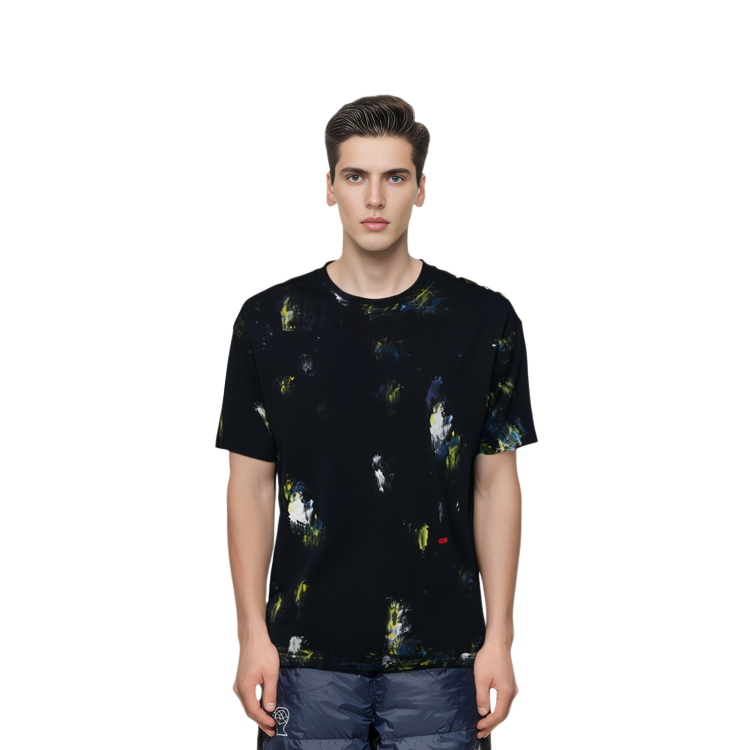 WE11DONE SS24 Abstract Print Unisex Oversized Black Crewneck T-Shirt. WD-TT1-24-716-U-BK 圖 3