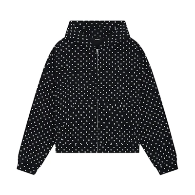 WE11DONE SS24 All-Over Print Zip Hoodie Unisex Black WD-TJ0-24-804-U-BK
