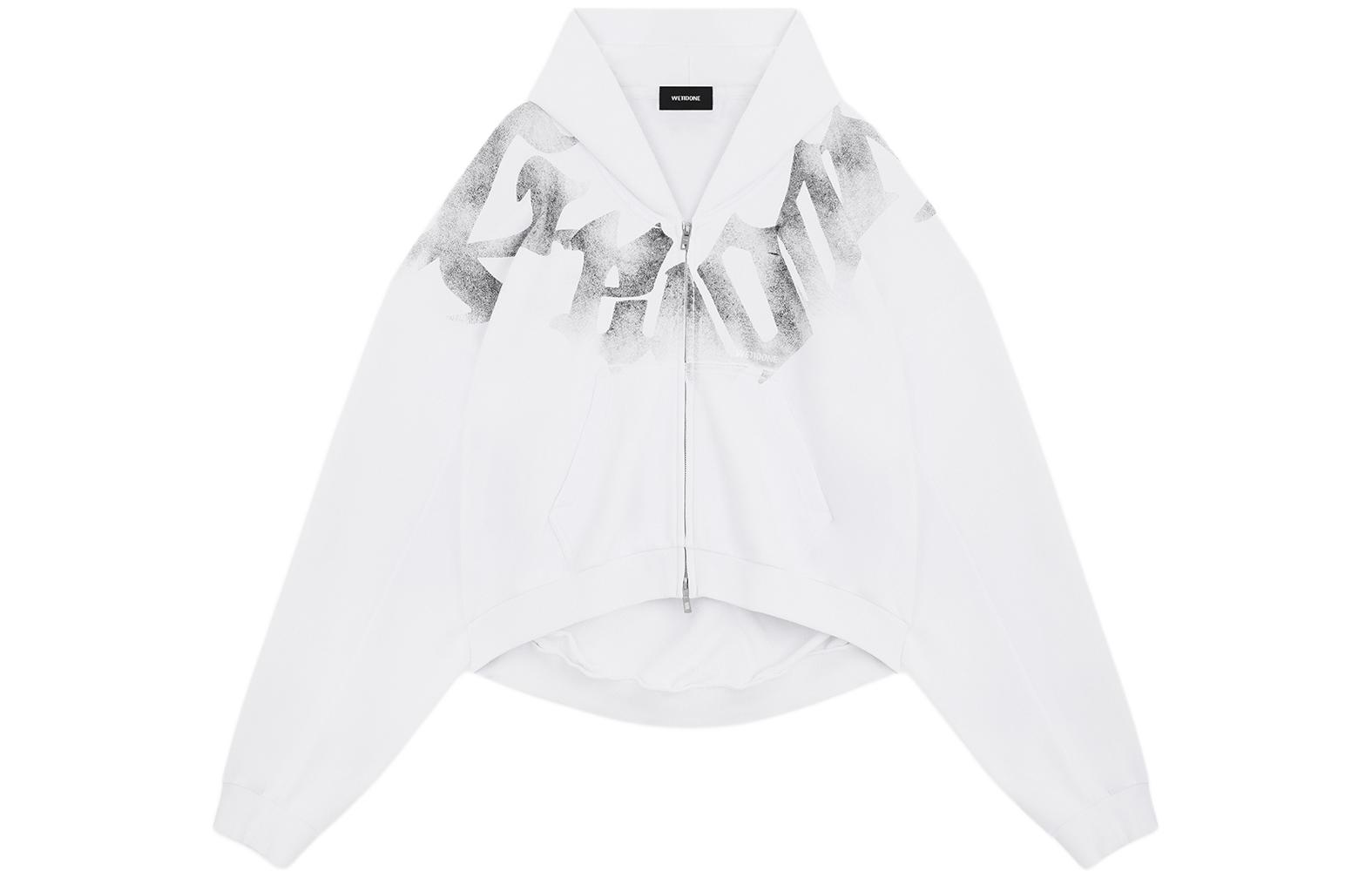 WE11DONE SS24 Asymmetrical Hem Drop Shoulder Hoodie Unisex White WD-TJ1-24-886-U-WH
