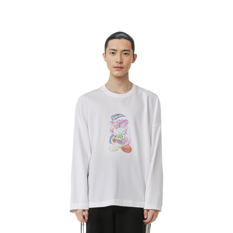 WE11DONE SS24 Bear Print Crewneck Pullover Long Sleeve Tee Unisex White WD-TT0-24-775-U-WH 圖 5