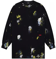 WE11DONE SS24 Black Graffiti Letter Knit Crewneck Long Sleeve Unisex Tee WD-TT1-24-717-U-BK WE11DONE SS24 Black Graffiti Letter Knit Crewneck Long Sleeve Unisex Tee WD-TT1-24-717-U-BK