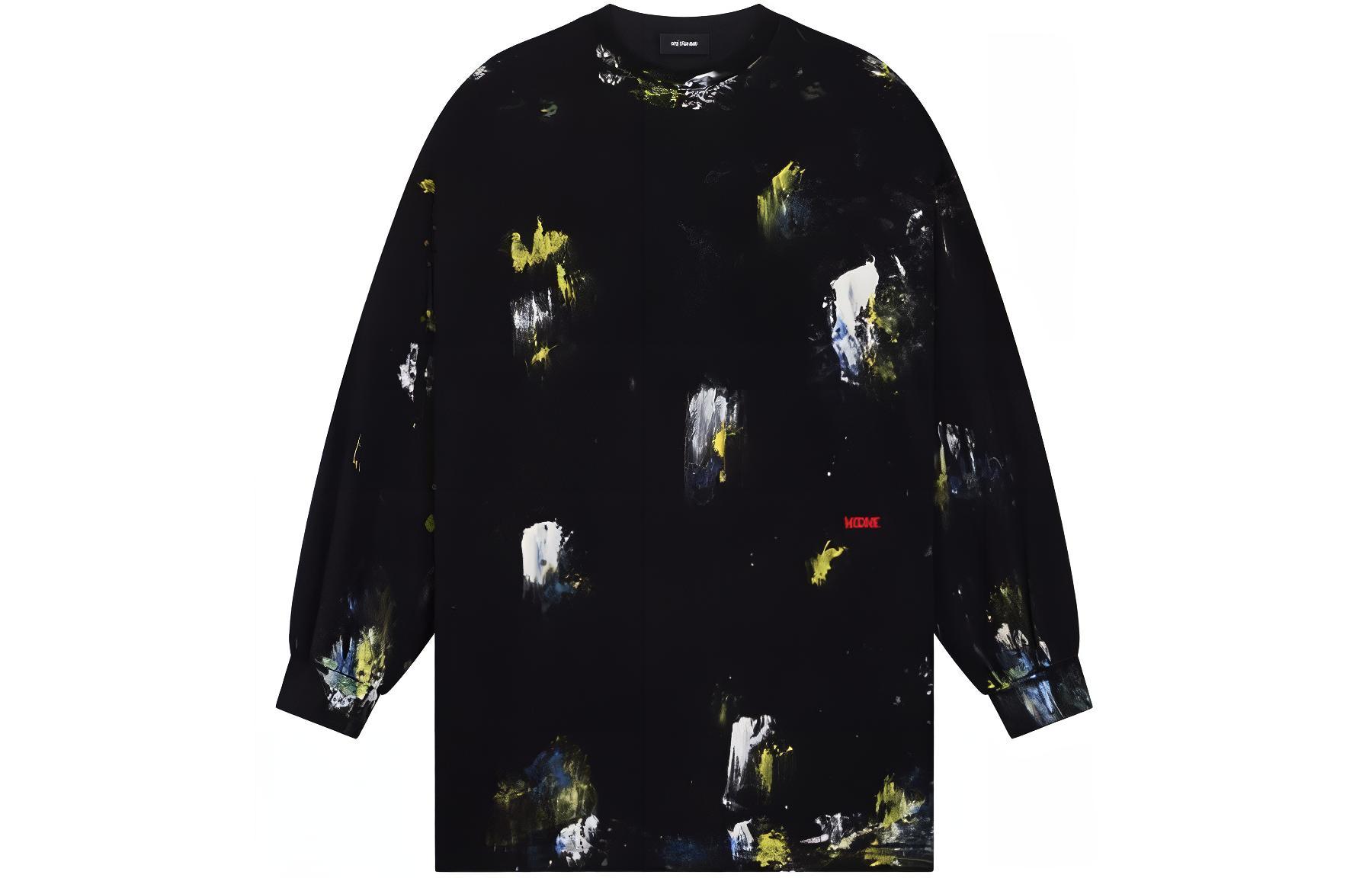 WE11DONE SS24 Black Graffiti Letter Knit Crewneck Long Sleeve Unisex Tee WD-TT1-24-717-U-BK 圖 2