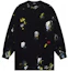 Order WE11DONE SS24 Baju Hitam Graffiti Knit Crewneck Lengan Panjang Unisex WD-TT1-24-717-U-BK