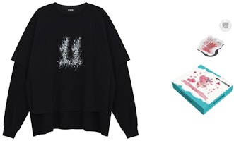 WE11DONE SS24 Black Graphic Layered Long-Sleeve Unisex T-Shirt. WD-TT1-24-850-U-BK WE11DONE SS24 Black Graphic Layered Long-Sleeve Unisex T-Shirt. WD-TT1-24-850-U-BK