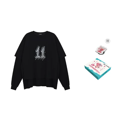 WE11DONE SS24 Black Graphic Layered Long-Sleeve Unisex T-Shirt. WD-TT1-24-850-U-BK