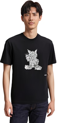 WE11DONE SS24 黑灰狼圖案中性款圓領T恤。 WD-TT1-24-765-U-BK Sizing WE11DONE SS24 黑灰狼圖案中性款圓領T恤。 WD-TT1-24-765-U-BK