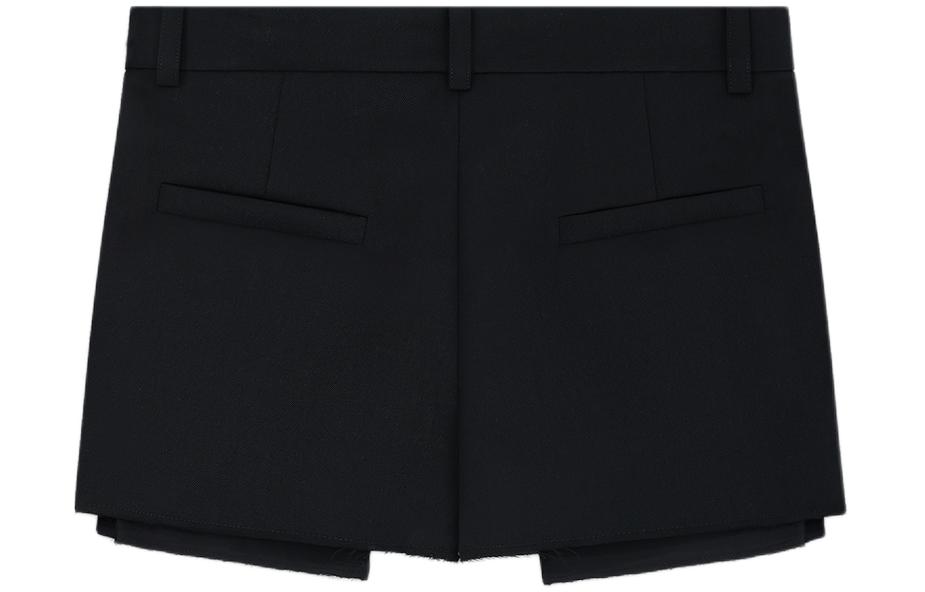 Lookbook WE11DONE SS24 男款黑色層次流蘇百褶休閒短褲 WD-PT0-24-201-M-BK