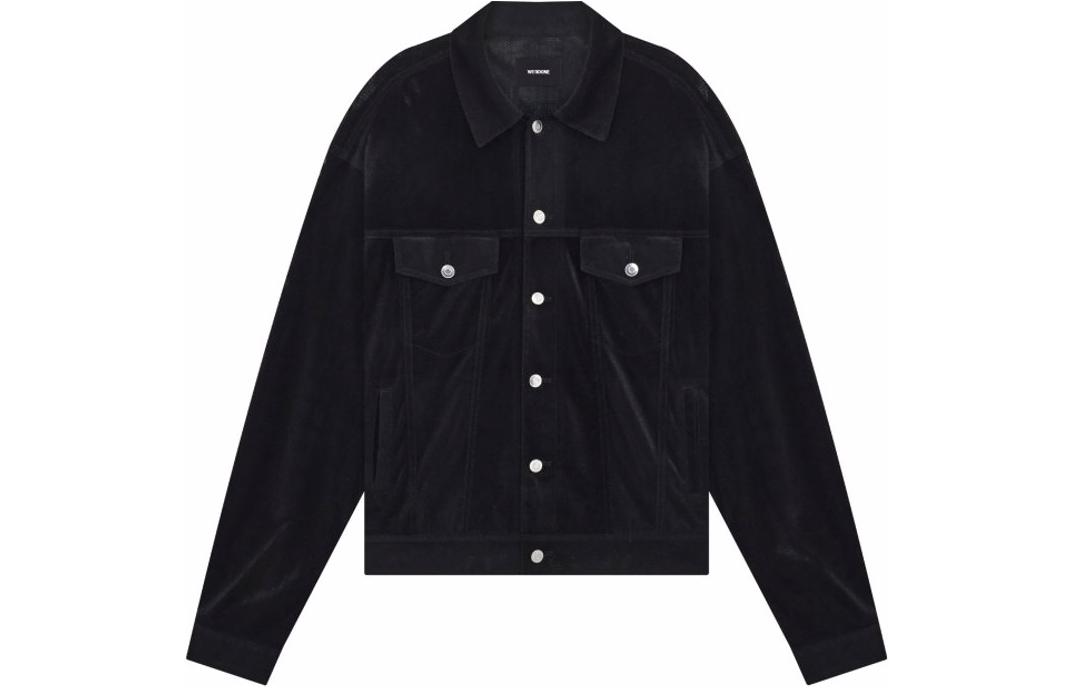 WE11DONE SS24 Black Minimalist Button-Up Collared Jacket Unisex WD-JK1-24-041-U-BK