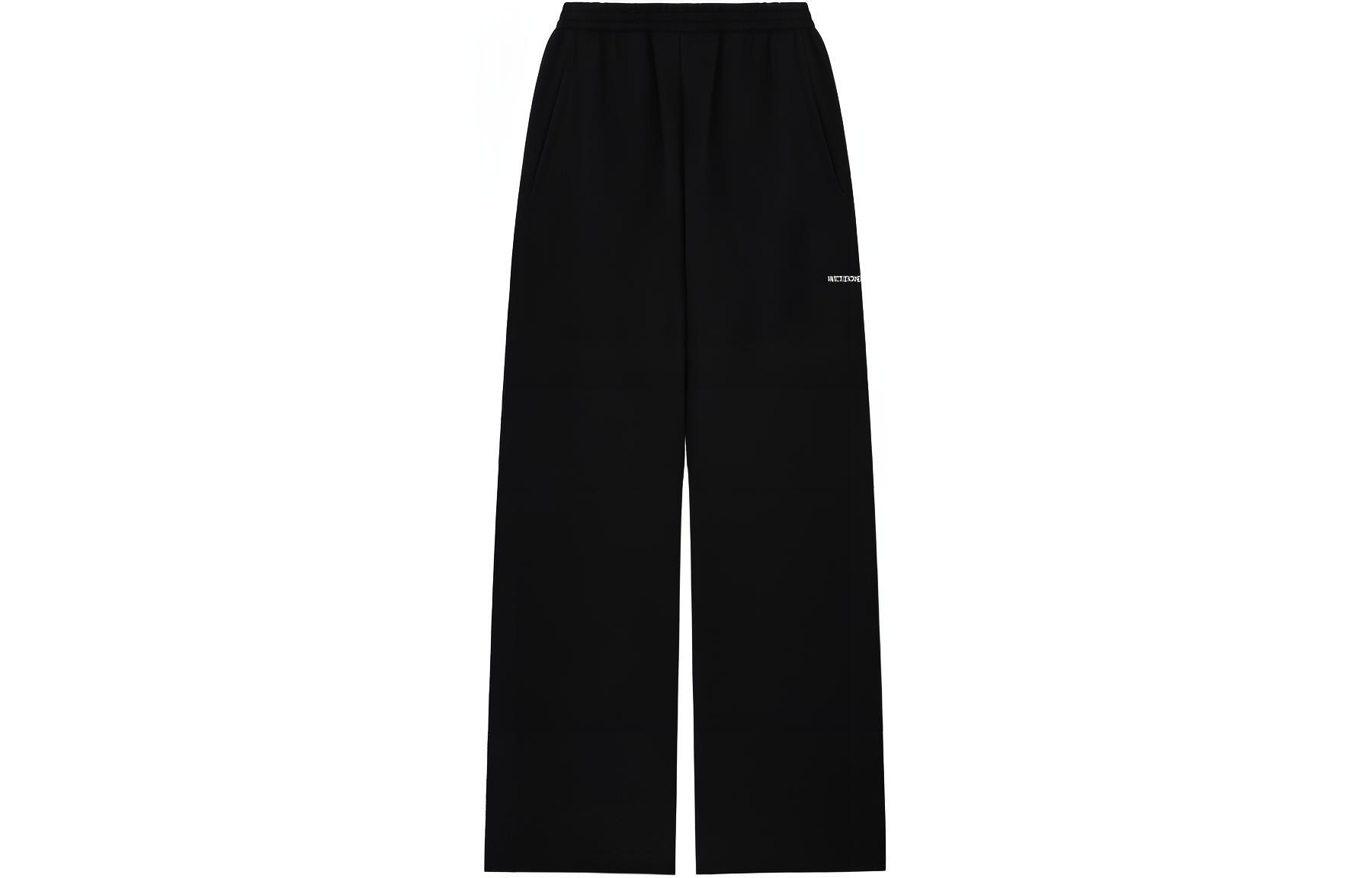 WE11DONE SS24 Black Unisex Wide-Leg Letter Sweatpants with Elastic Waist. WD-TA0-24-898-U-BK