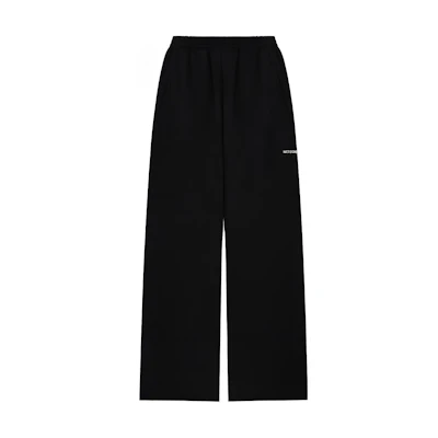 WE11DONE SS24 Black Unisex Wide-Leg Letter Sweatpants with Elastic Waist. WD-TA0-24-898-U-BK