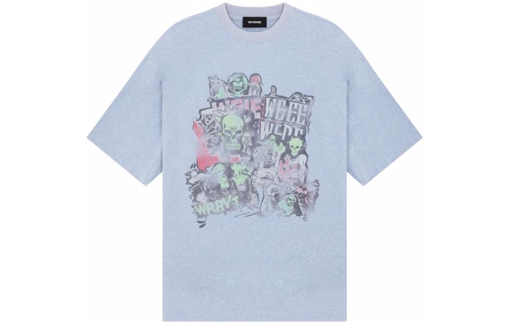 WE11DONE SS24 Blue Skull Graphic Unisex Crewneck Short Sleeve T-Shirt WD-TT1-24-736-U-BL 圖 2