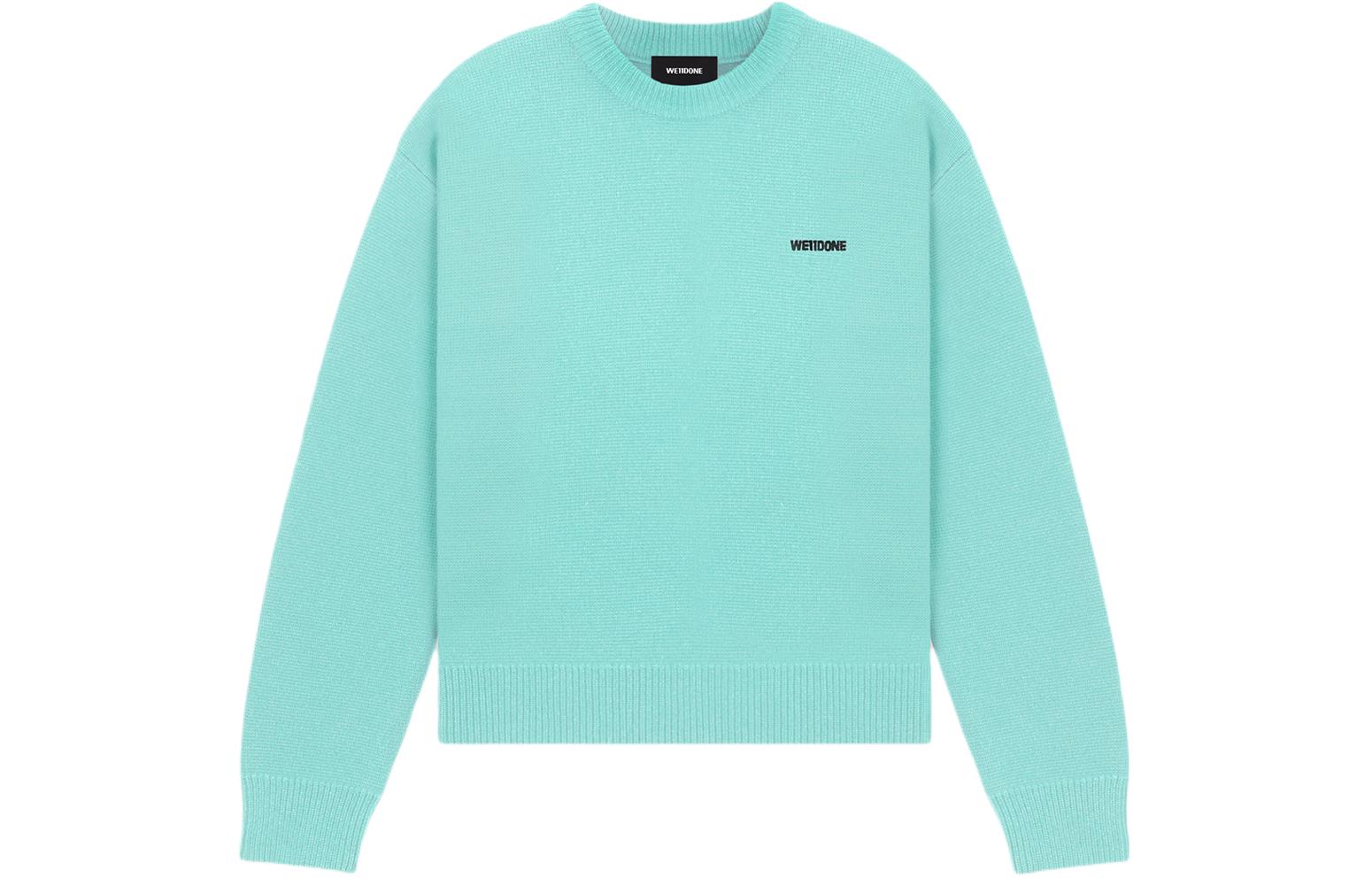 WE11DONE SS24 Classic Embroidered Logo Ribbed Crewneck Sweater Mint Unisex WD-KT0-24-610-U-MT