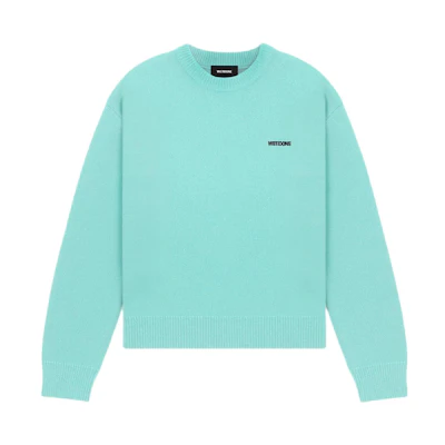 WE11DONE SS24 Classic Embroidered Logo Ribbed Crewneck Sweater Mint Unisex WD-KT0-24-610-U-MT