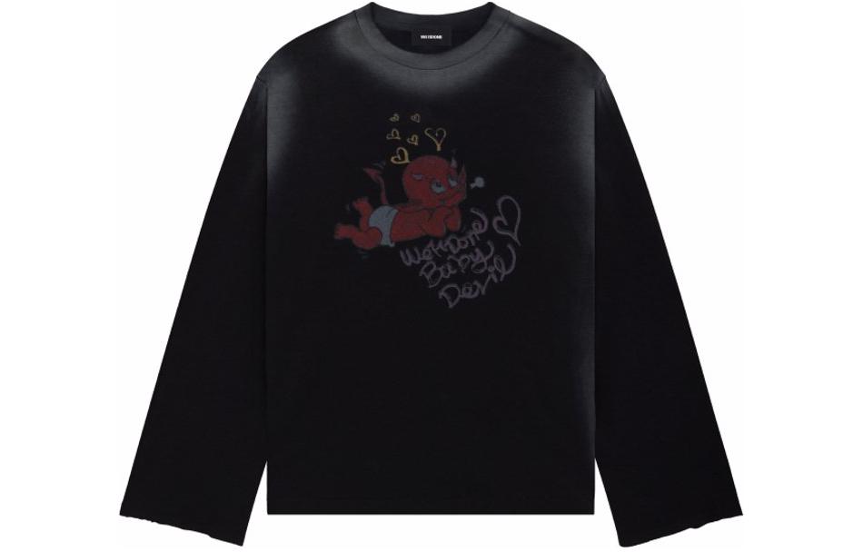 WE11DONE SS24 DirtyFit Little Devil Graphic Long Sleeve Tee Unisex Black WD-TT1-24-744-U-BK 圖 2