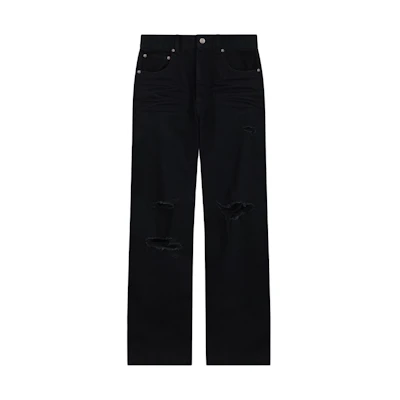 WE11DONE SS24 Distressed Low Waist Zipper Jeans Men’s Black WD-DP0-24-329-M-BK