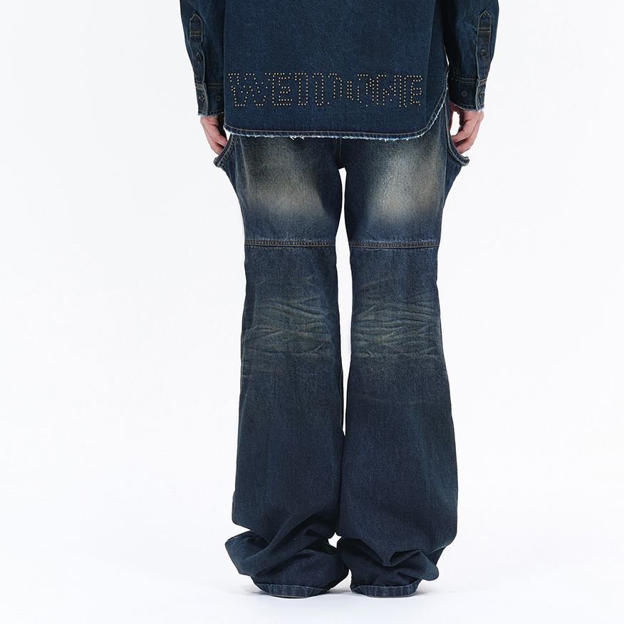 Purchase WE11DONE SS24 仿舊直筒拉鍊牛仔褲 藍色 男士丹寧褲 WD-DP0-24-339-M-NV