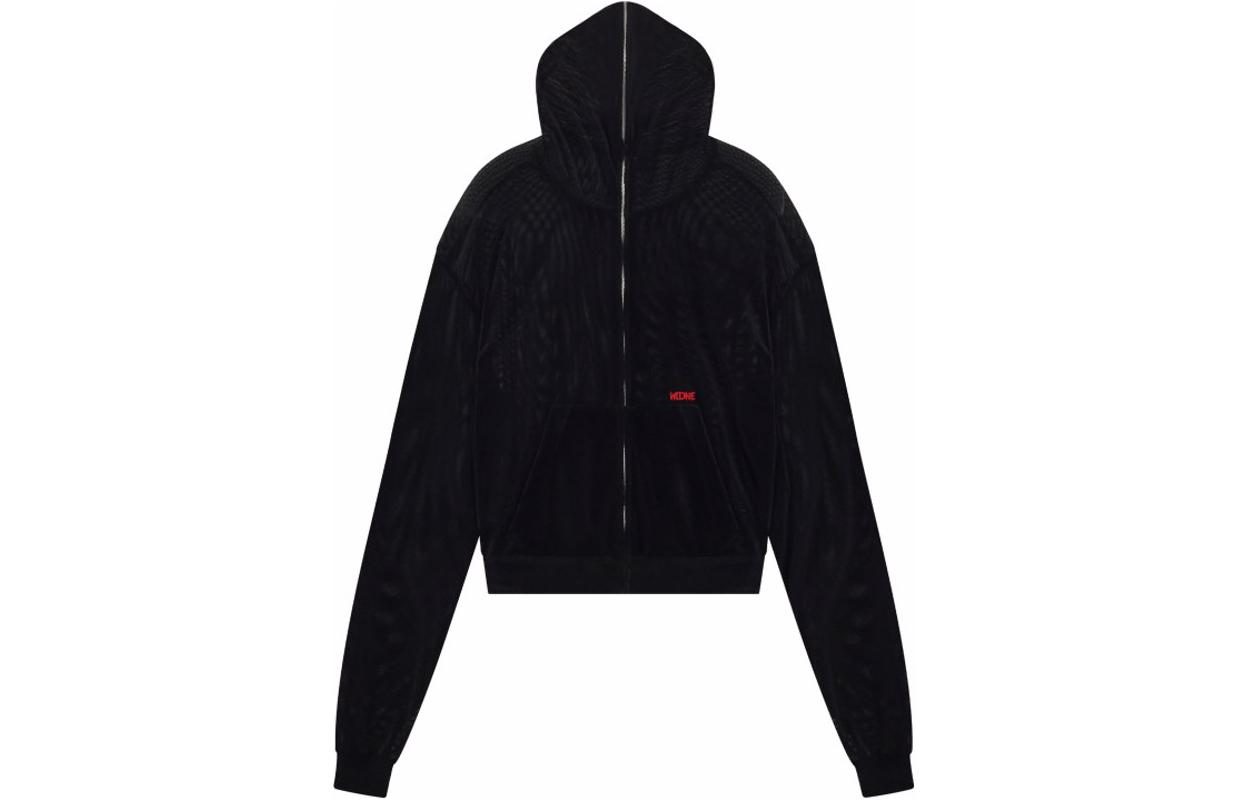 WE11DONE SS24 Embroidered Full-Zip Mesh Hoodie Unisex Black WD-JP1-24-074-U-BK