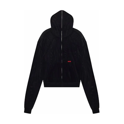 WE11DONE SS24 Embroidered Full-Zip Mesh Hoodie Unisex Black WD-JP1-24-074-U-BK