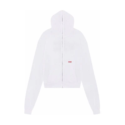 WE11DONE SS24 Embroidered Full-Zip Mesh Hoodie Unisex White WD-JP1-24-074-U-WH