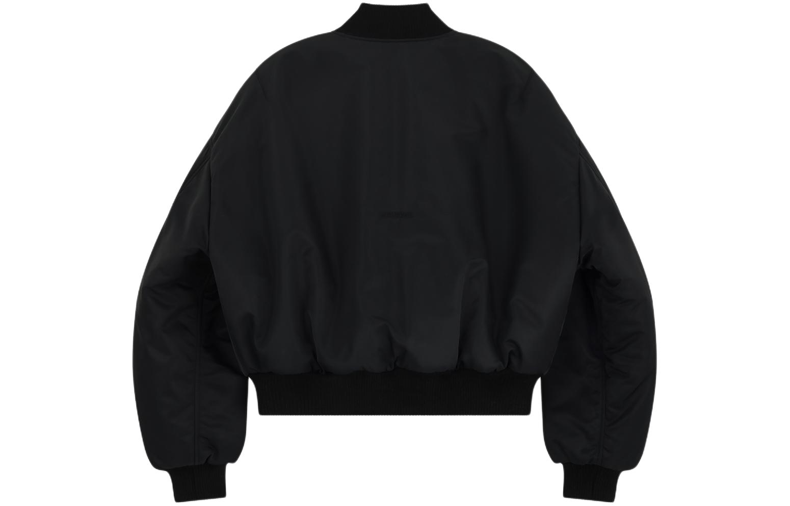 WE11DONE SS24 Embroidered Logo Ribbed Bomber Jacket Black Unisex Long Sleeve WD-JP0-24-102-U-BK 圖 3