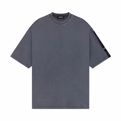 WE11DONE SS24 Floral Print Ribbed Crewneck T-Shirt Unisex - Charcoal. WD-TT0-24-710-U-CH