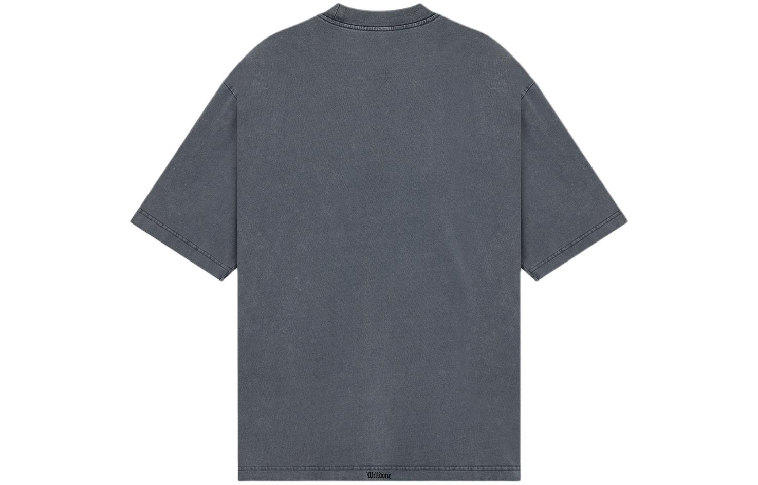 Lookbook WE11DONE SS24 花卉印花罗纹圆领T恤 男女同款 - 炭灰色 WD-TT0-24-710-U-CH
