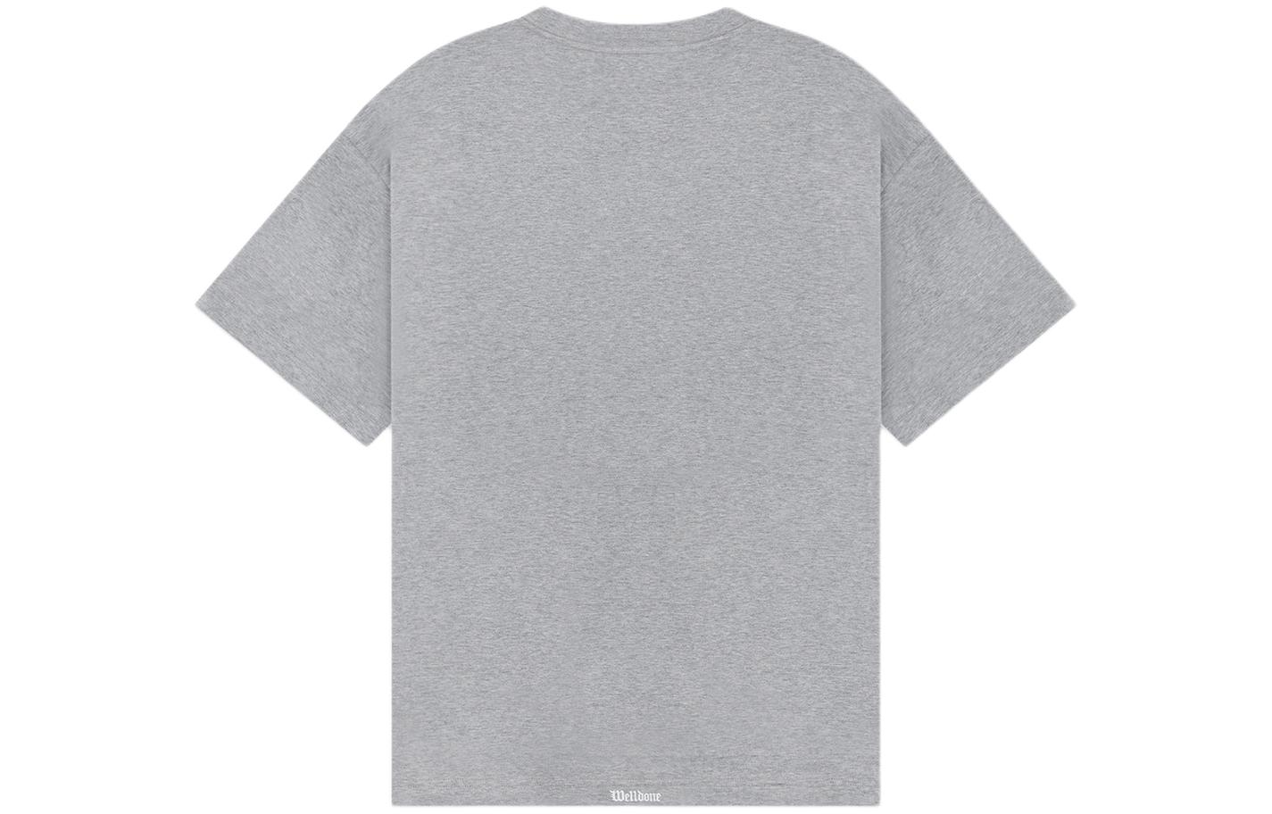 Lookbook WE11DONE SS24 哥德式Logo印花中性T恤 - 灰色 WD-TT0-24-899-U-MG