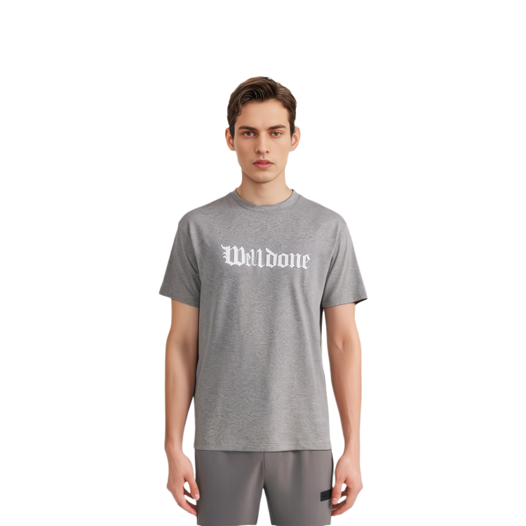 Purchase WE11DONE SS24 哥德式Logo印花中性T恤 - 灰色 WD-TT0-24-899-U-MG