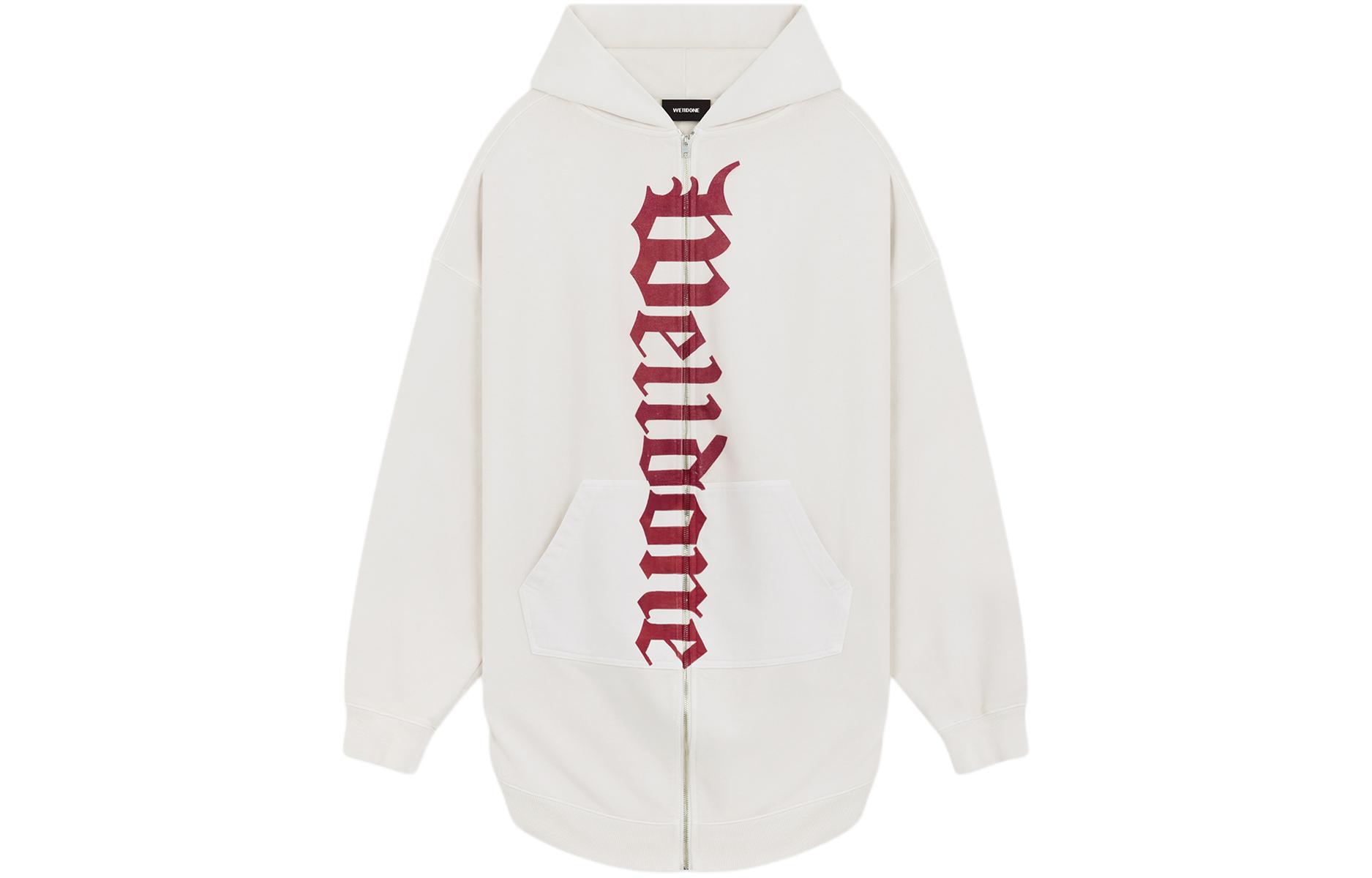 WE11DONE SS24 Gothic Logo Long Zip-Up Hoodie Unisex White WD-TJ0-24-812-U-WH 圖 2