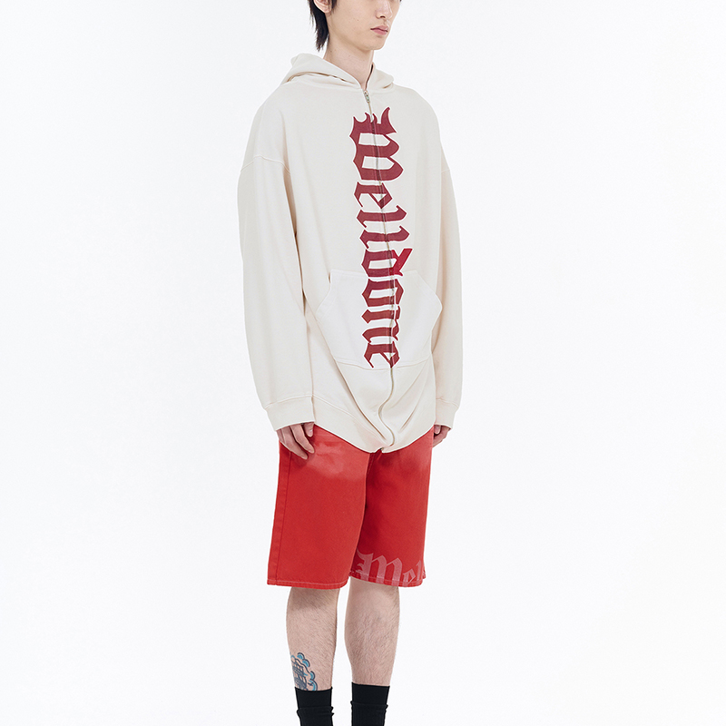 WE11DONE SS24 Gothic Logo Long Zip-Up Hoodie Unisex White WD-TJ0-24-812-U-WH 圖 5