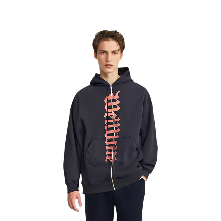 WE11DONE SS24 Gothic Logo Long Zip Hoodie Unisex - Black WD-TJ0-24-812-U-BK 圖 4