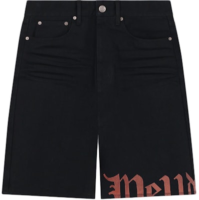WE11DONE SS24 Gothic Logo Print Multi-Pocket Zipper Denim Shorts Men Black WD-DP0-24-345-M-BK Buy WE11DONE SS24 Gothic Logo Print Multi-Pocket Zipper Denim Shorts Men Black WD-DP0-24-345-M-BK
