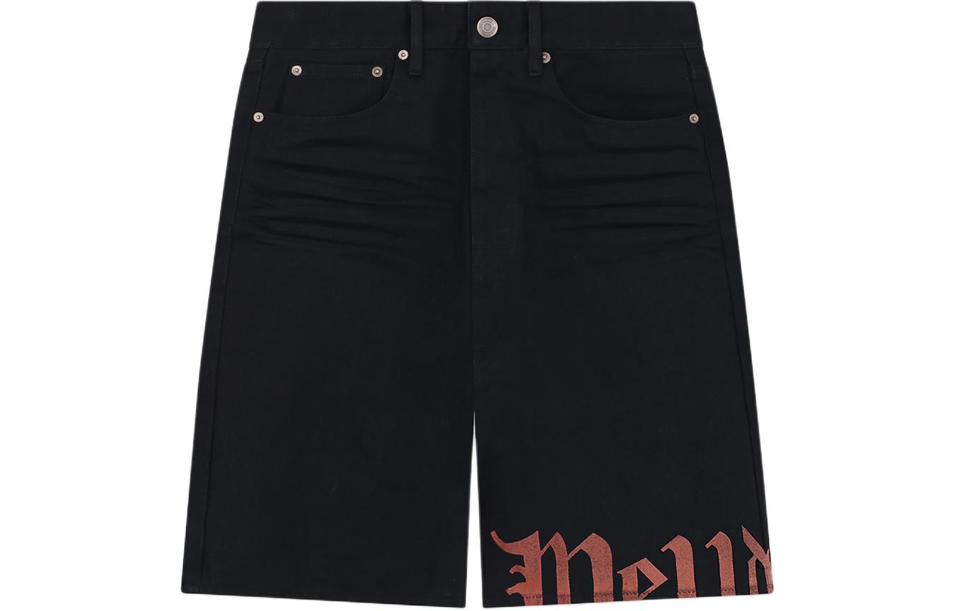 Order WE11DONE SS24 Gothic Logo Print Multi-Pocket Zipper Denim Shorts Men Black WD-DP0-24-345-M-BK