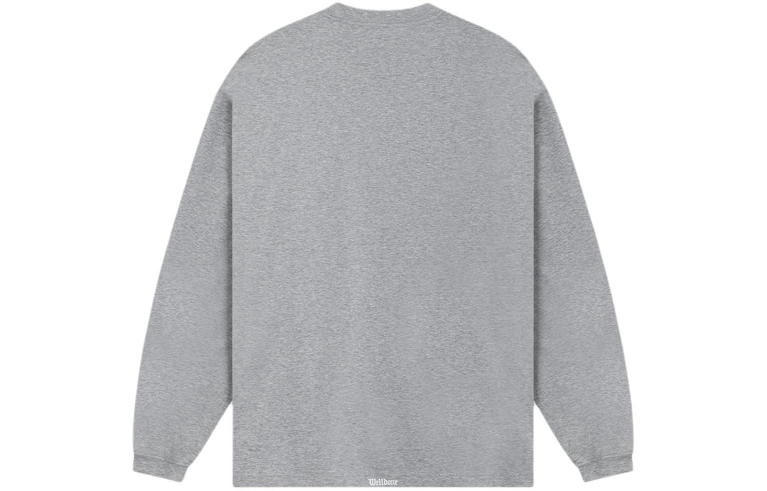 WE11DONE SS24 Gothic Logo Print Ribbed Crewneck Pullover Sweatshirt Unisex Gray WD-TT0-24-800-U-MG 圖 3