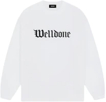 WE11DONE SS24 Gothic Logo Print Ribbed Crewneck Sweatshirt Unisex White. WD-TT0-24-800-U-WH WE11DONE SS24 Gothic Logo Print Ribbed Crewneck Sweatshirt Unisex White. WD-TT0-24-800-U-WH