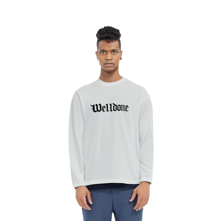 WE11DONE SS24 Gothic Logo Print Ribbed Crewneck Sweatshirt Unisex White. WD-TT0-24-800-U-WH 圖 4