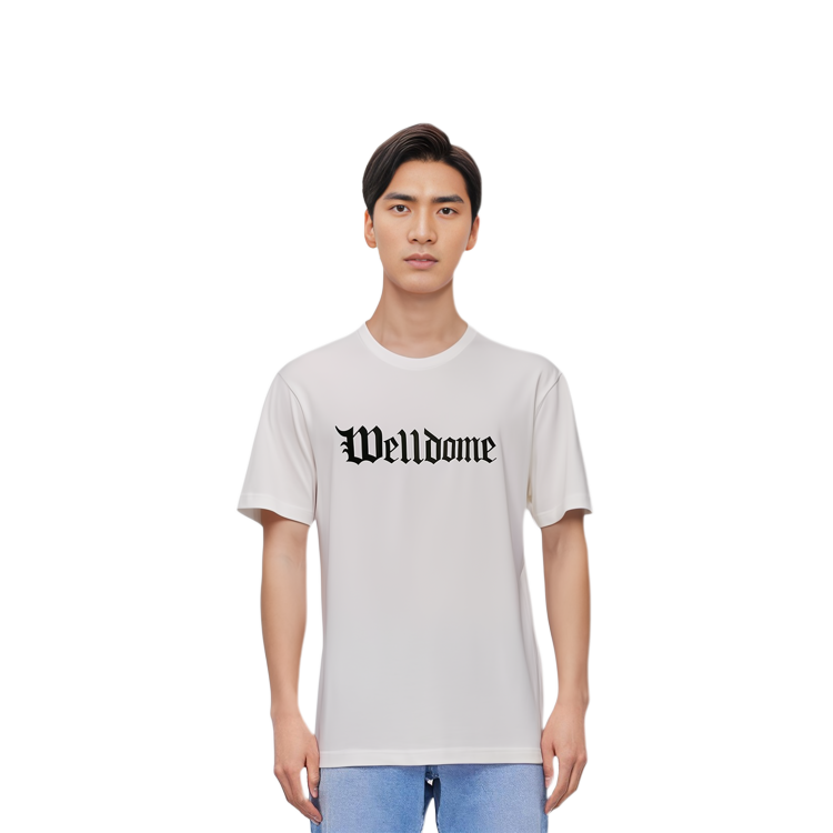 Purchase WE11DONE SS24 哥德印花男女白色T恤. WD-TT0-24-899-U-WH