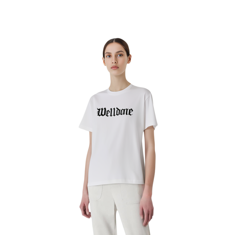 Details for WE11DONE SS24 哥德印花男女白色T恤. WD-TT0-24-899-U-WH