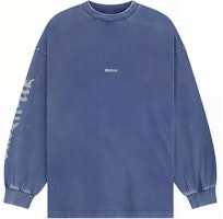 WE11DONE SS24 Gothic Logo Printed Washed Long Sleeve T-Shirt Unisex Purple. WD-TT0-24-714-U-PP WE11DONE SS24 Gothic Logo Printed Washed Long Sleeve T-Shirt Unisex Purple. WD-TT0-24-714-U-PP